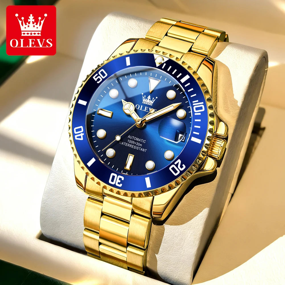 Montre mécanique automatique de luxe pour homme OLEVS 6650 – Étanche, luminescente, bracelet en acier – Montre-bracelet pour homme, style professionnel, grande marque