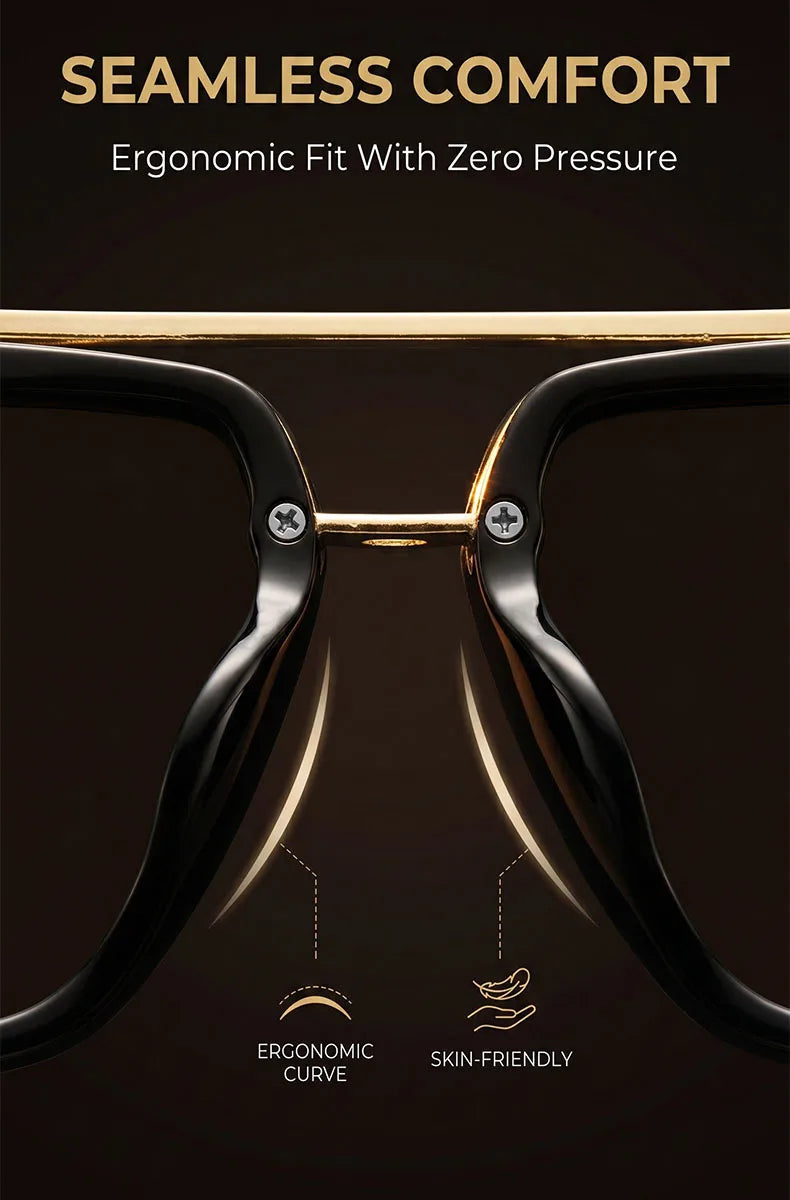 Steampunk Square Double Bridge Sunglasses Men Big 2026 Luxury Brand Designer Retro Punk Driving Sun Glasses Metal Frame Eyewear