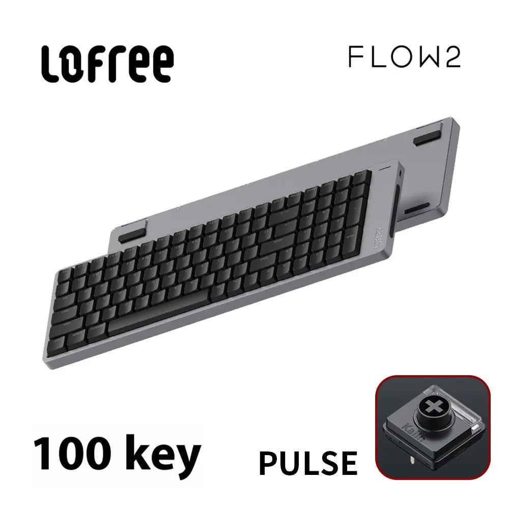 Tastiera meccanica Lofree FLOW2 Business Office, wireless Bluetooth e cablata, silenziosa con suono delicato, compatibile, mute, blocco in alluminio