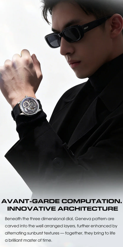 MARK FAIRWHALE Men’s Luxury Automatic Mechanical Watch  46mm Stainless Steel Business Wristwatch