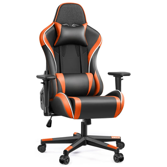 Ergonomic Gaming Chair with Lumbar Support, Adjustable Headrest, Swivel Computer Chair, PU Leather Racing Style Office Chair for Gaming & Work