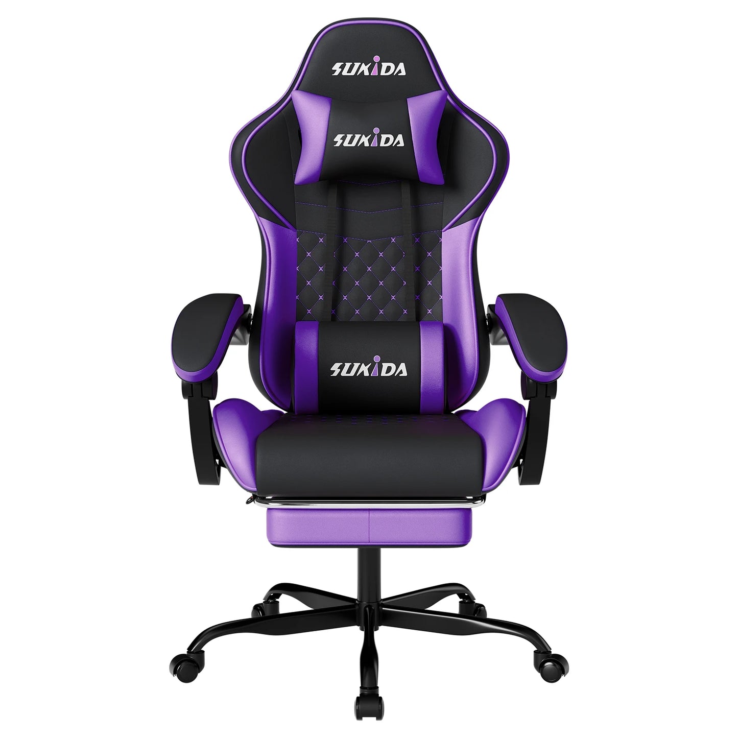 SUKIDA Ergonomic Gaming Chair with Footrest, Lumbar Support Computer Chair, Comfortable Office Chair with Adjustable Reclining Backrest