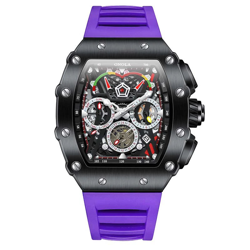 ONOLA Luxury Men Mechanical Watch with Hollow Out Luminous Automatic Watch 3Bar Waterproof Reloj Hombre