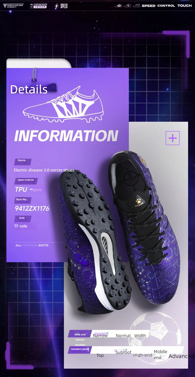 KELME Adult Football Shoes miesten Disease Electric 3.0 lyhytnappulaiset MG-ammattilaisjalkapallokengät otteluihin ja harjoitteluun, hengittävät