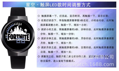 Ρολόι Fortnite Cute Fashion Cartoon Personalized Kawaii με φως νυκτός LED αφής, ηλεκτρονικό μαθητικό ρολόι, δώρο για φίλους