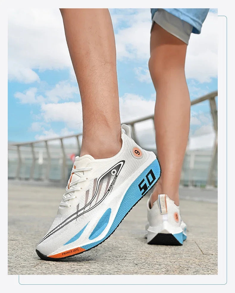 FourSeasons Ανδρικά Αθλητικά Sneakers CarbonPlate για Τρέξιμο, Αναπνεύσιμα Παπούτσια Μαραθωνίου για Αγώνες, Άνετα Παπούτσια Στίβου, Προπόνησης και Περπατήματος