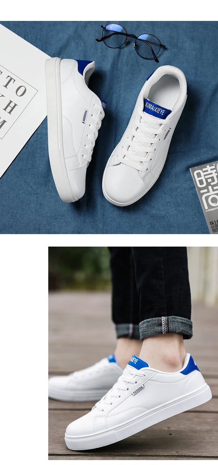 Men's Casual Skateboarding Shoes White Outdoor Leisure Sneakers Breathable Walking Shoes Flat Shoes Chaussure Homme 39-48