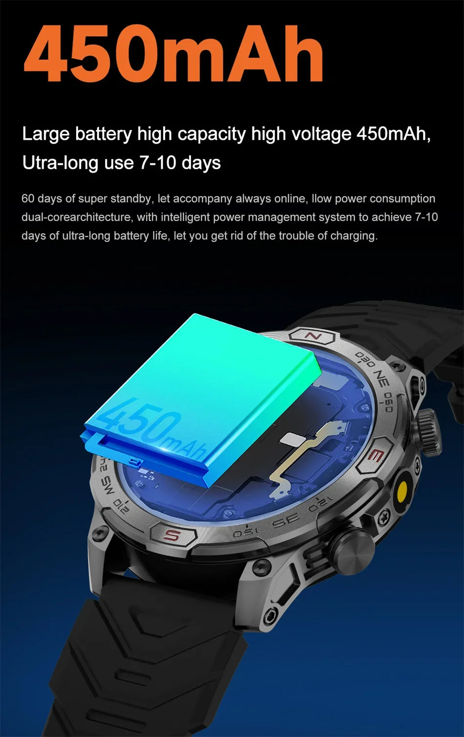 Men's Fashion Outdoor Sport GPS Smart Watch with AMOLED HD Screen, Heart Rate Monitor, and Waterproof Features