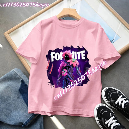 Fortnites Series Summer-børnetøj, hot game T-shirt til drenge og piger, tegneserieprint, kortærmede toppe til børn, sjove fødselsdagsgaver