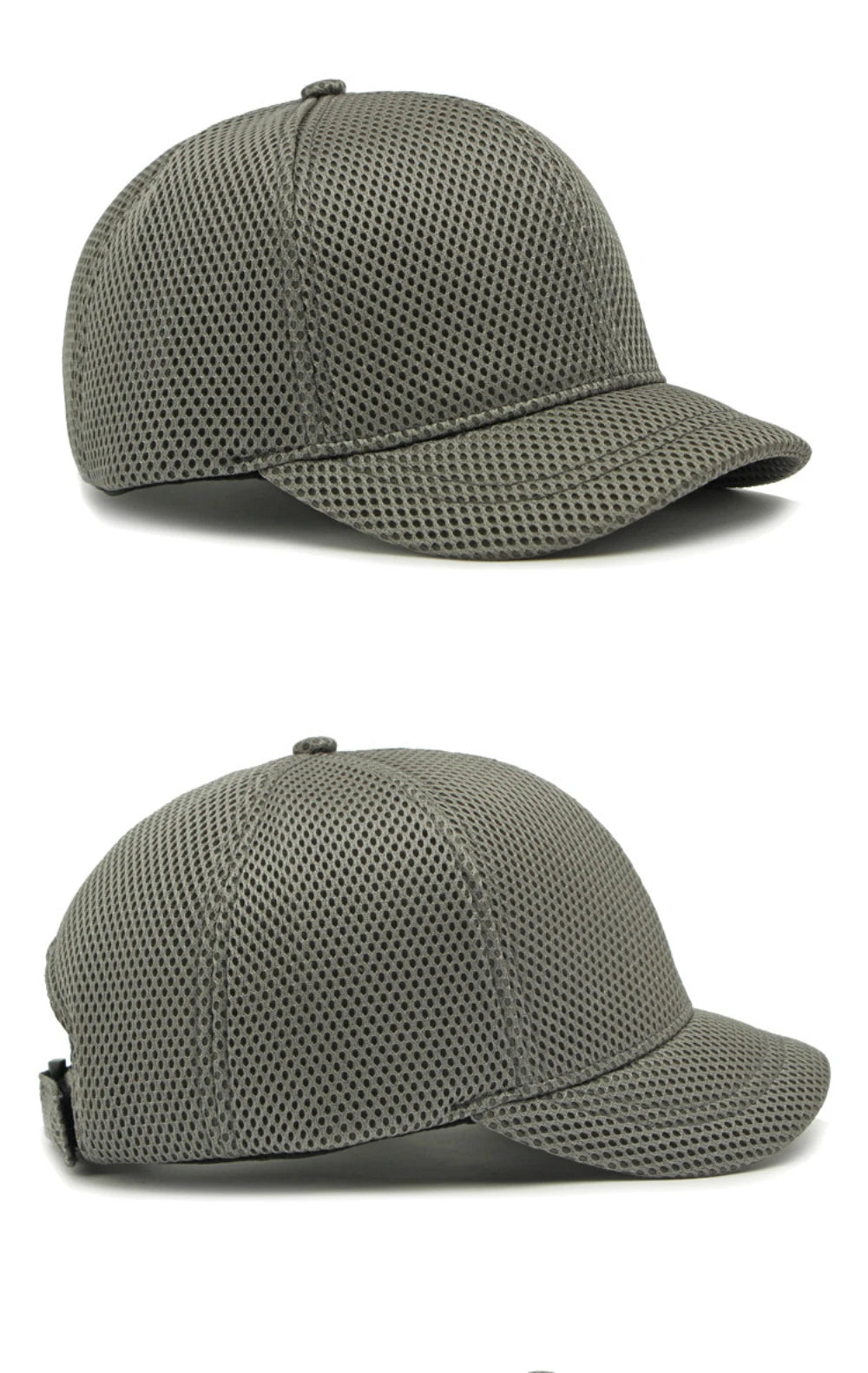 HT4828 Casquette de baseball à visière courte de 5 cm pour homme, 6 panneaux, en maille respirante, style « trucker », pour hommes et femmes, unie, à fermeture à pression