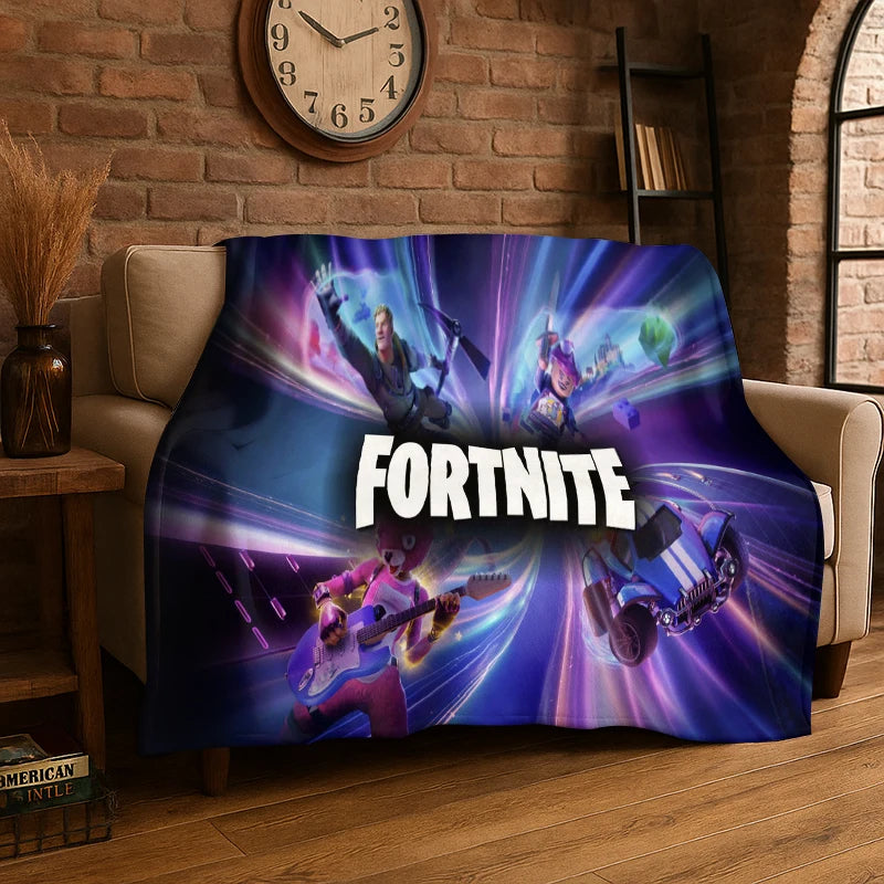 Cartoon-F-Fortnite-Gamer-Flanelldecke – weiche, warme Kuscheldecke für Schlafzimmer, Wohnzimmer, Bett, Reisen, Camping, Picknick und als Geschenk