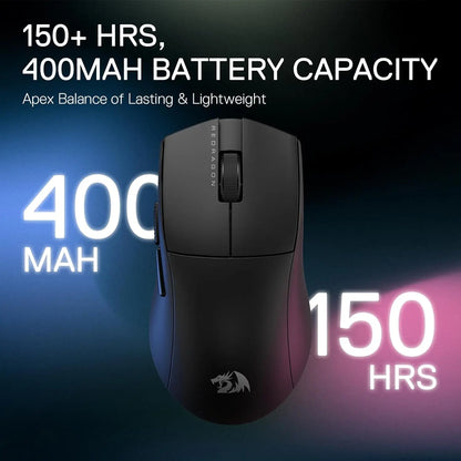 Redragon M916 PRO 3-läges trådlös gamingmus, Hype-Speed 4K polling rate, 49G ultralätt 26K DPI gamermus
