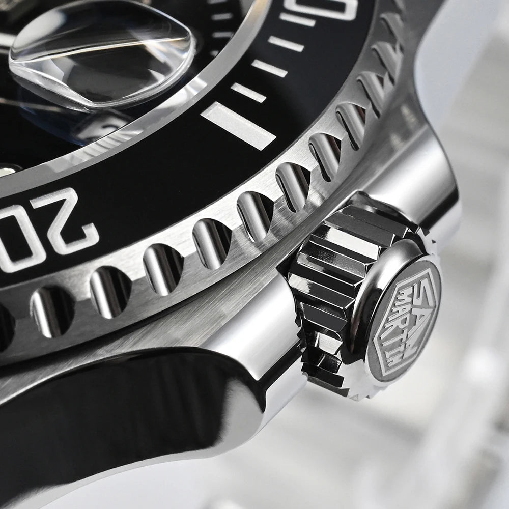 San Martin Watch New Upgraded Sub Men PT5000 ST2130 Automatic Diving Watches with Ceramic Bezel 200m Waterproof Sapphire SN0017G