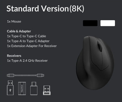 Keychron M5 kabellose ergonomische Maus, optisch, 8K Polling-Rate, 2.4GHz & Bluetooth, Type-C, 3950 Sensor