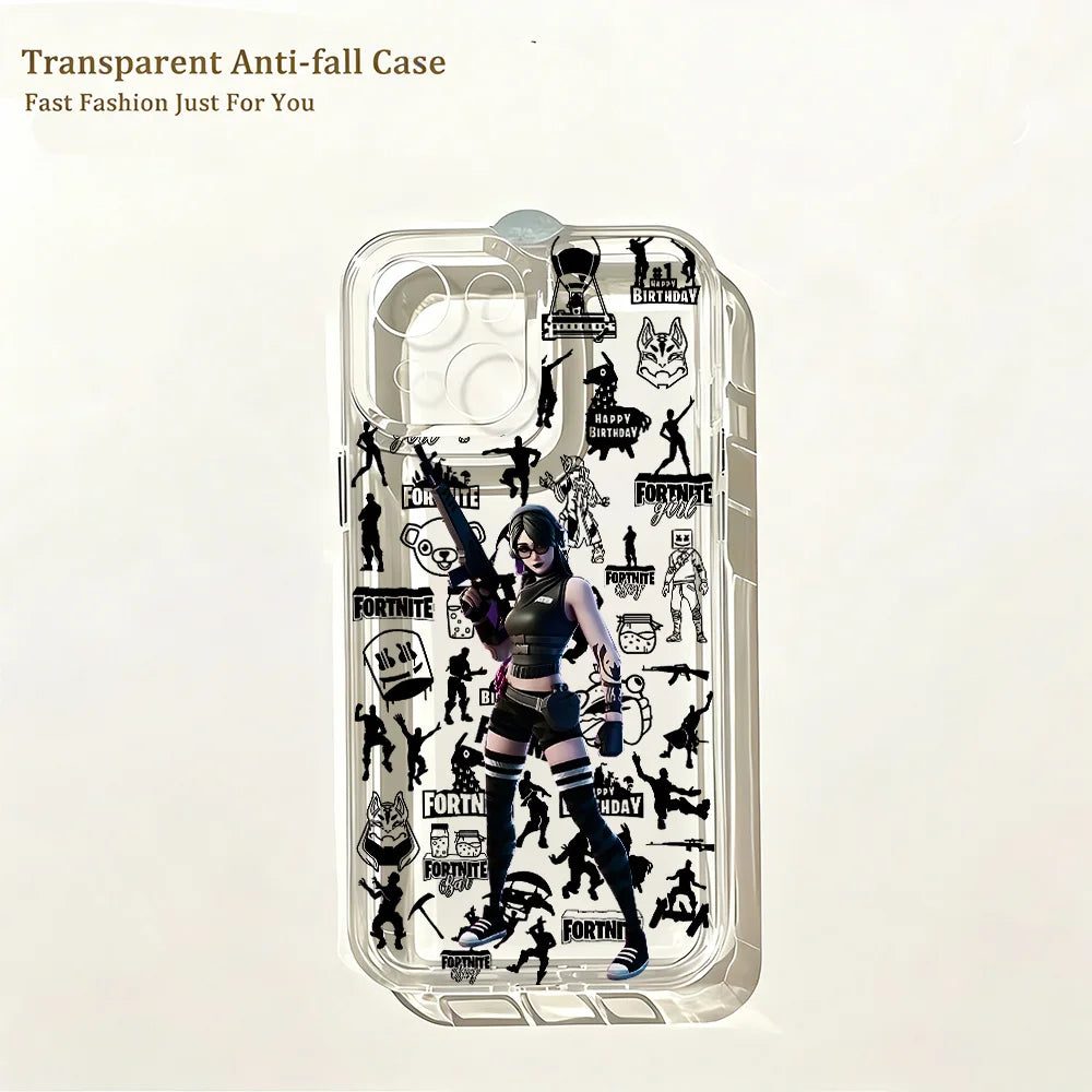 Hot Game F-Fortnites Phone Case for IPhone 17e 17 16 16e 15 14 13 12 11 Mini Pro Max X XR XSMax 7 8 Air Plus Clear Back Cover