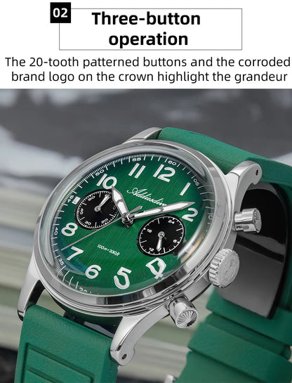 ADDIESDIVE Hot Sale Watch for Men VK64 Chronograph 10Bar Waterproof AD2516 Super Luminous Bubble Mirror Glass Quartz Steel Watch