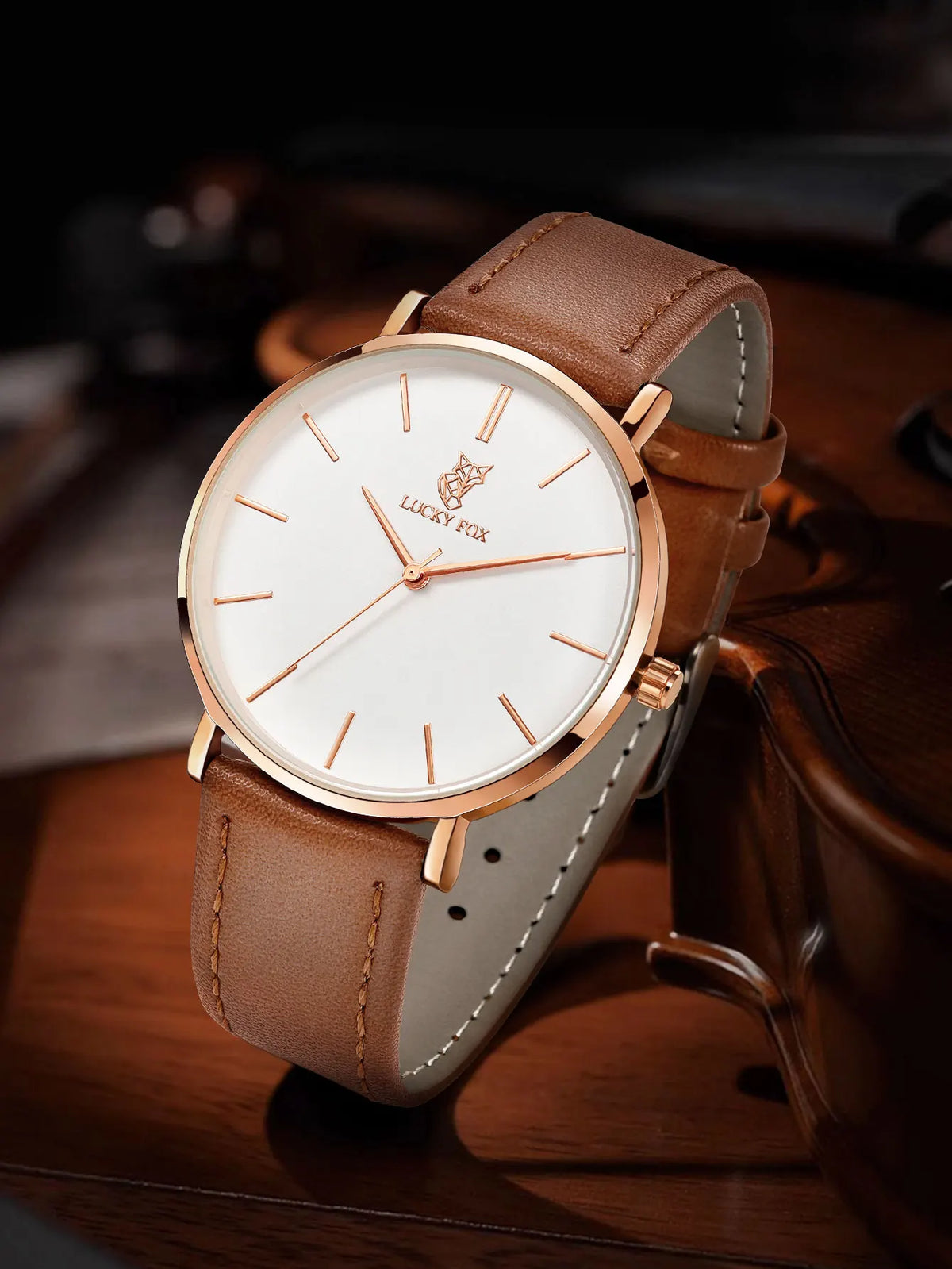 LUCKY FOX Classic Luxury Men Watch Simple Casual Men and Women Round Large Dial Quartz Watch Clock Gifts Men Reloj