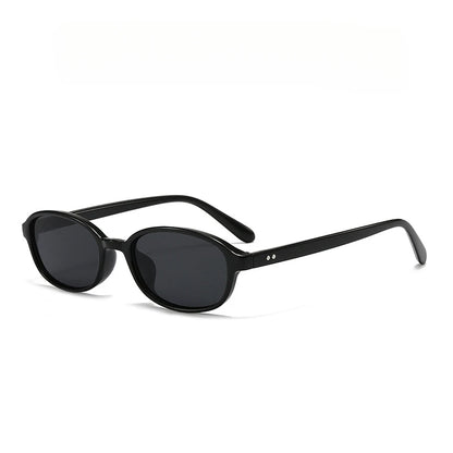 Personalized oval-shaped small frame plastic-rimmed sunglasses for men and women, suitable for daily sun protection