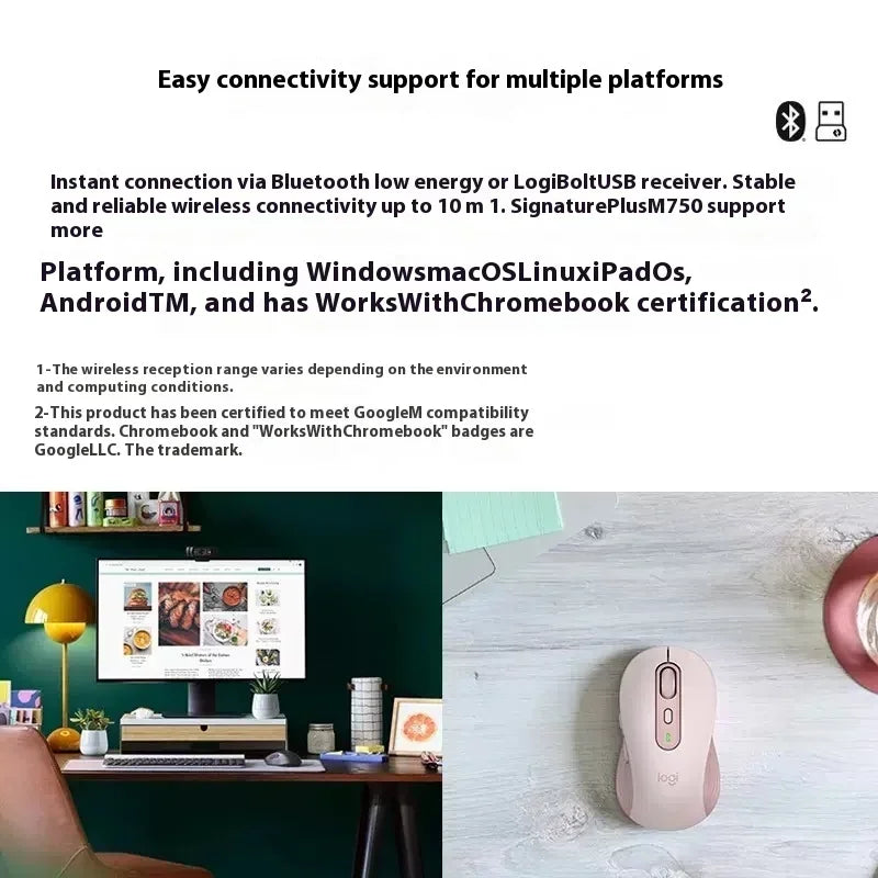 Logitech M750 Mouse 2.4Ghz USB Receiver Wireless Mice 2000DP Office Smart Mouse Portable Mouse For PC Laptop