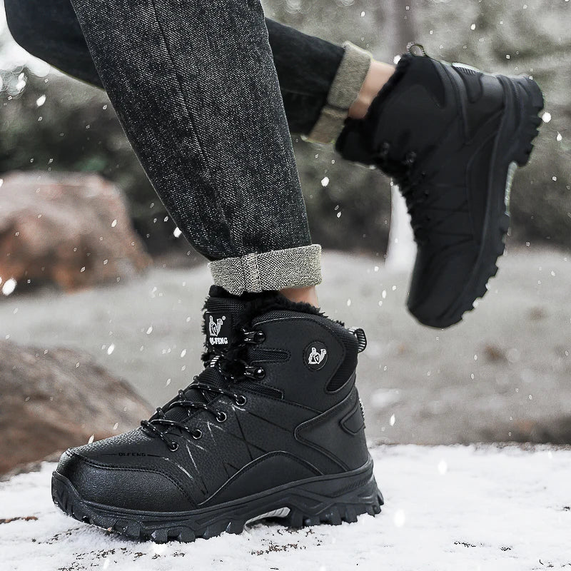 Bottes de neige chaudes en peluche pour hommes, baskets montantes d'automne, antidérapantes, résistantes à l'usure, pour l'alpinisme et la randonnée, nouvelle collection hiver
