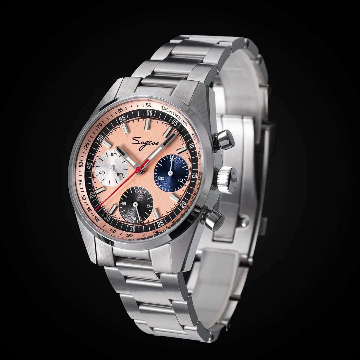 Sugess Mens Watch 38mm Chronograph Mechanical Wristwatches Tianjin Gooseneck Movement Sapphire Crystal Roulette Dial S465 new