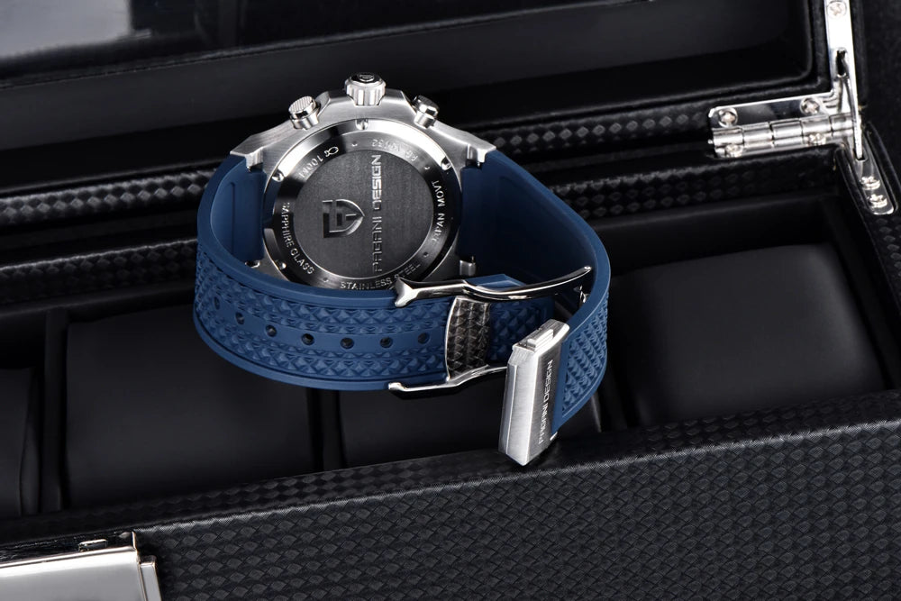 Quartzhorloges voor heren van PAGANI DESIGN – Luxe sportchronograaf, waterdicht, voorzien van lichtgevende wijzers en een saffierglas met antireflectiecoating