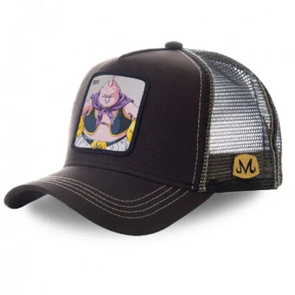 Dragon Ball Son Goku sapka, nyári utazós csúcsos sapka, férfi hímzett hip-hop stílusú napellenzős, állítható trucker hálós sapka