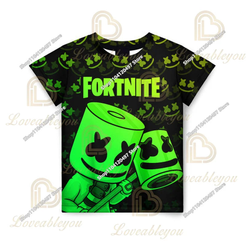 T-shirt Fortnite para Crianças Banana Peely, T-shirt para Homem e Mulher, T-shirt Battle Royale, Top de Verão Harajuku