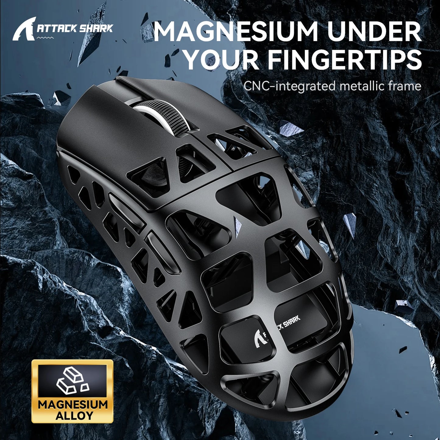 ATTACK SHARK R3 8KHz Magnesium Alloy Gaming Mouse, PAW3395 Sensor, 26000 DPI, Superlight 46g, Tri-Mode Wireless Bluetooth & Wired Mouse for PC/Mac