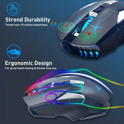 Wireless Gaming Mouse 2.4G Colorful Breathing Light Instant Response No Tangled Cables Work with Gaming Switch