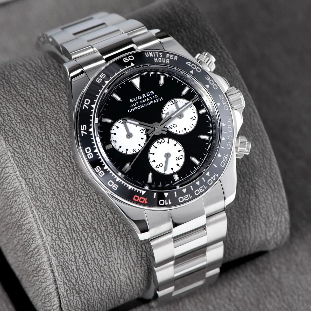 Sugess Diving Mens Watch Panda Automatic Mechanical Chronograph Peacock SL4801 Movement Wristwatch Waterproof Ceramic Bezel New