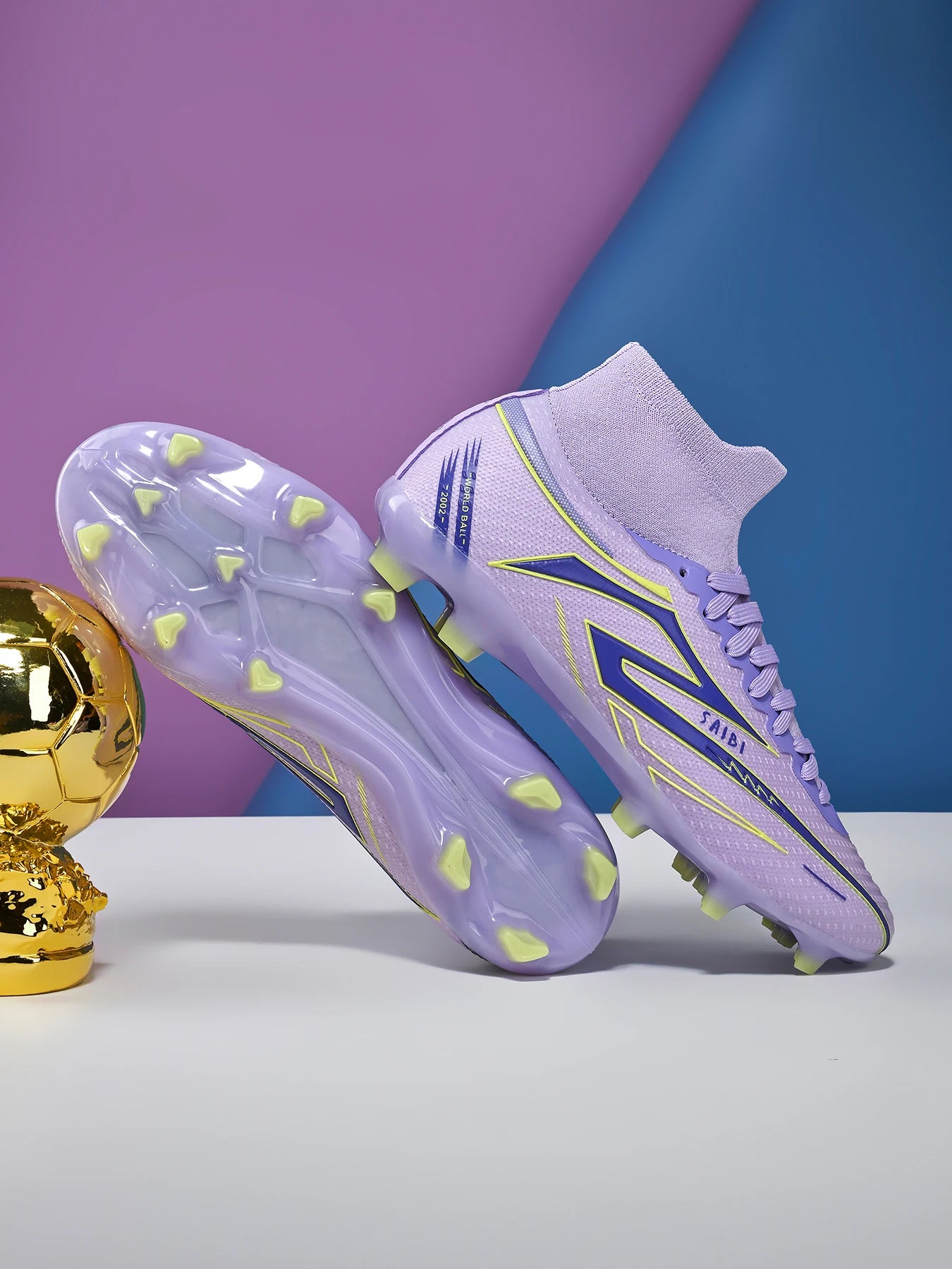 AG/FG Long Studs Soccer Shoes, PU Fabric Mixed Upper, TPU Sole Wear-Resistant Anti-Slip, Men Women Kids Youth Outdoor Sports