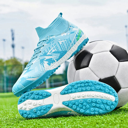 Chaussures de football montantes pour adultes, hommes et femmes, crampons TF pour gazon artificiel, crampons AG longs pour l'entraînement des étudiants.