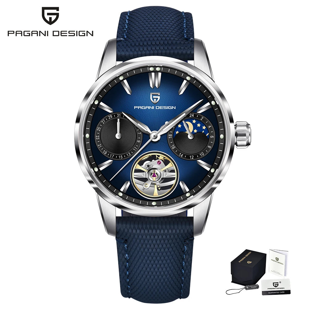 PAGANI DESIGN 41mm Men’s Luxury Mechanical Watch  Sapphire Crystal, Leather Strap & Waterproof