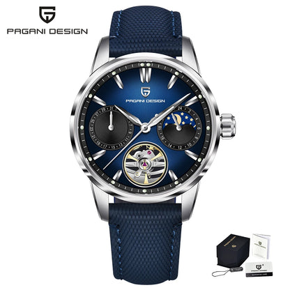PAGANI DESIGN 41mm Men’s Luxury Mechanical Watch  Sapphire Crystal, Leather Strap & Waterproof