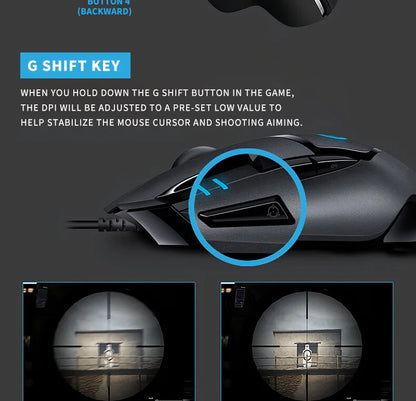 Logitech (G) G402 herní myš drátová myš pro e-sport mechanická myš s programovatelnými makry pro CSGO, PUBG a kompetitivní hraní
