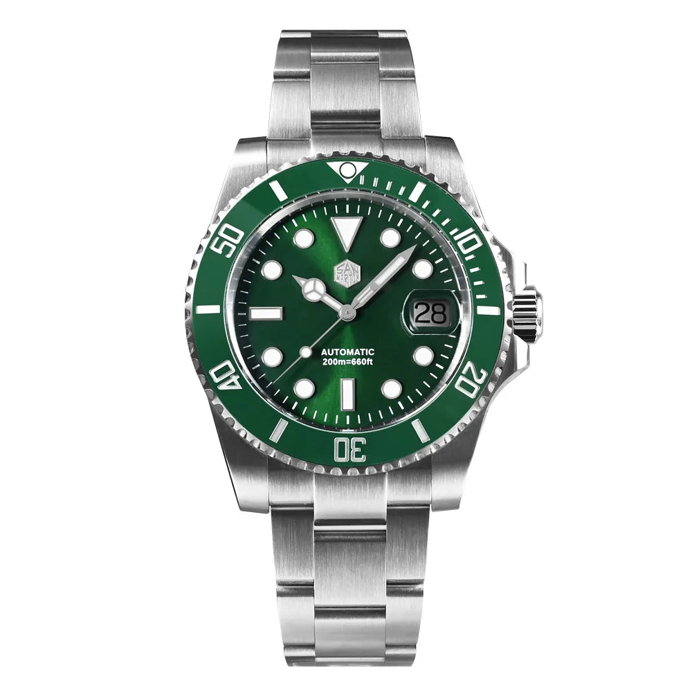 San Martin Verbesserte Version 40mm Water Ghost Diver Watch Herren Luxus-Automatikuhr Mechanische Uhr Saphir Wasserdicht 200m SN0017