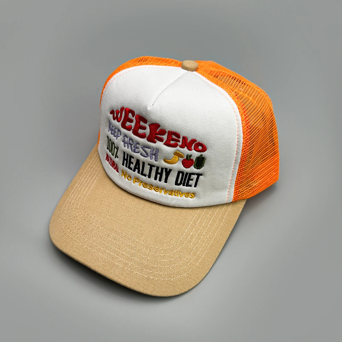 Embroidered Fresh Fruit Letters Baseball Hats New Unisex Color Block Sunshade Casual Breathable Versatile Fashion Trucker Caps