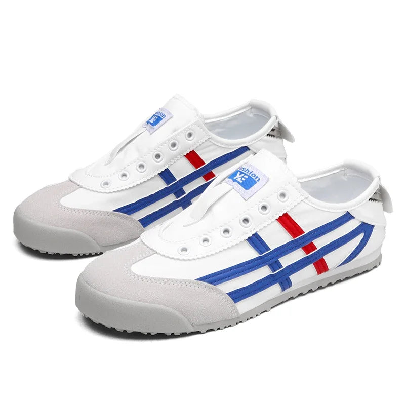 Men's Classic Running Shoes Lace Up Flat Bottom Sports Shoes Soft Sole Walking Gym Breathable Couple Casual Canvas Tennis Shoes