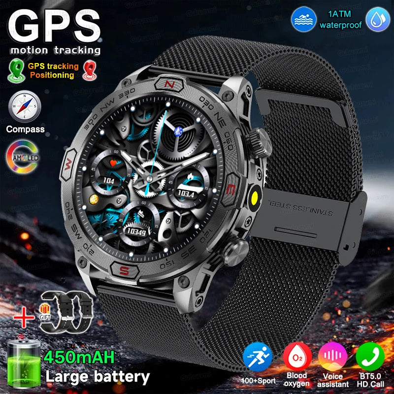 Men's Fashion Outdoor Sport GPS Smart Watch with AMOLED HD Screen, Heart Rate Monitor, and Waterproof Features