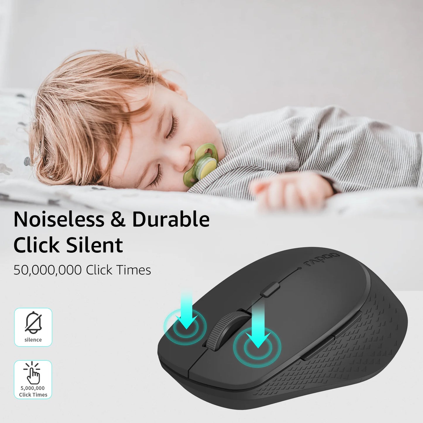 Rapoo M300G Silent Wireless Mouse 2400 DPI Multi-mode Bluetooth Mouse Portable Optical Mice Ergonomic Design Support 2 Devices