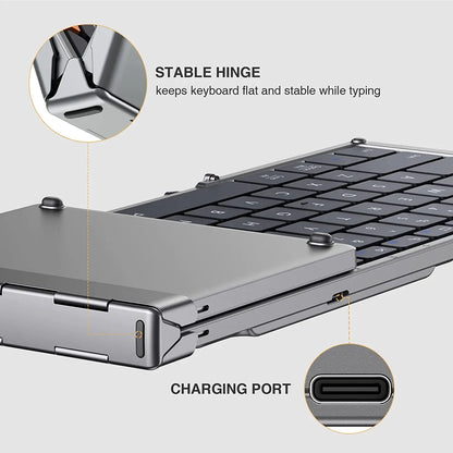ProtoArc XK01 Bluetooth Wireless Keyboard with Numeric Keypad Foldable Keyboards for iPhone Computer iPad