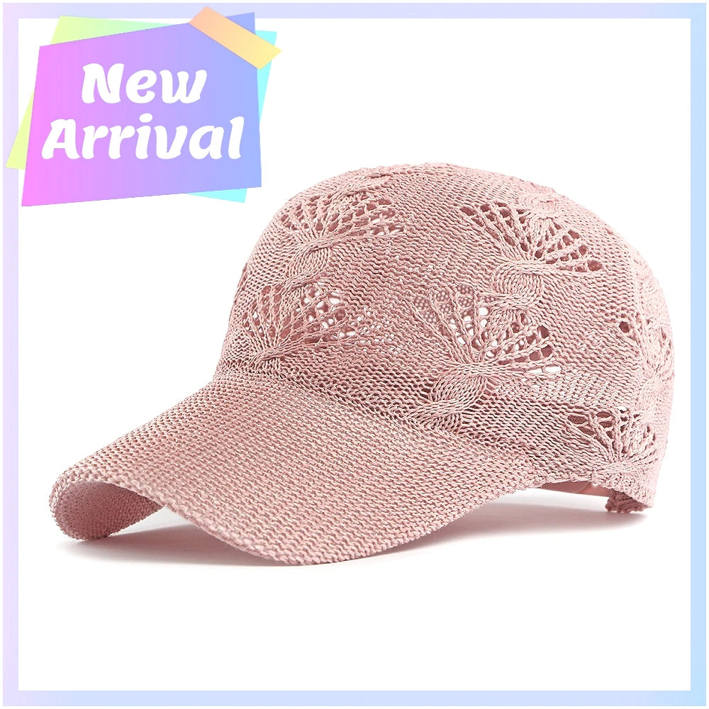 Casquette de baseball d'été en maille ajourée brillante pour femme, casquette de protection solaire pour les activités de plein air, respirante, flatteuse et polyvalente
