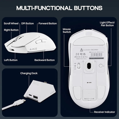 Mouse de gaming wireless AJAZZ AJ139 V2 MC/AJ139 PRO, senzor PAW3311/PAW3395, 12000DPI/26000DPI, 500mAh, mouse Bluetooth pentru PC