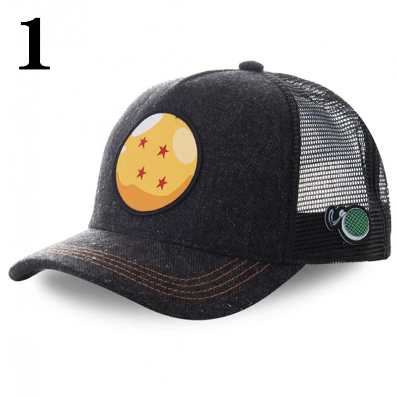 Casquette de baseball imprimée à l'effigie d'un personnage de l'anime Dragon Ball pour hommes et femmes – Casquette hip-hop – Casquette en maille pour camionneur – Protection solaire d'été pour les activités en plein air