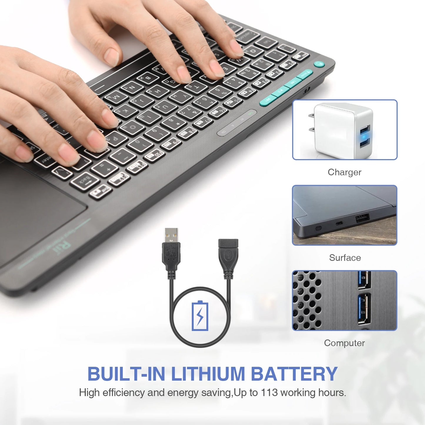 Rii K18S BT And 2.4Ghz Wireless RU Mini Keyboard Backlight Touchpad Air Mouse for Andorid Box Smart TV Windows