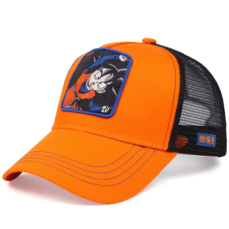 Casquette de baseball imprimée à l'effigie d'un personnage de l'anime Dragon Ball pour hommes et femmes – Casquette hip-hop – Casquette en maille pour camionneur – Protection solaire d'été pour les activités en plein air