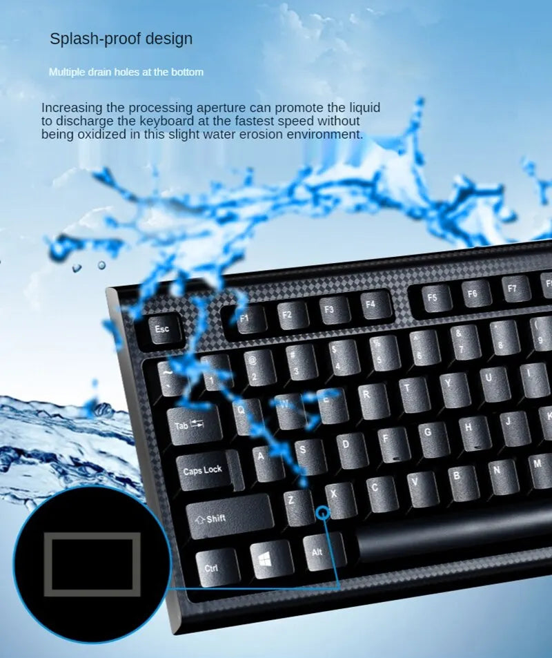 Teclado individual Q9 USB de conector quadrado para escritório e casa, PS2 de conector redondo, com fios, para computador de secretária