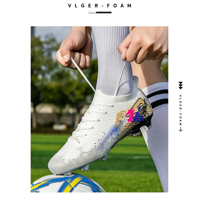 New Men Football Boots Cleats Non-Slip Match Ultralight Soccer FG Training Shoes Soccer Shoes Long Spikes Outdoor Drop Shipping