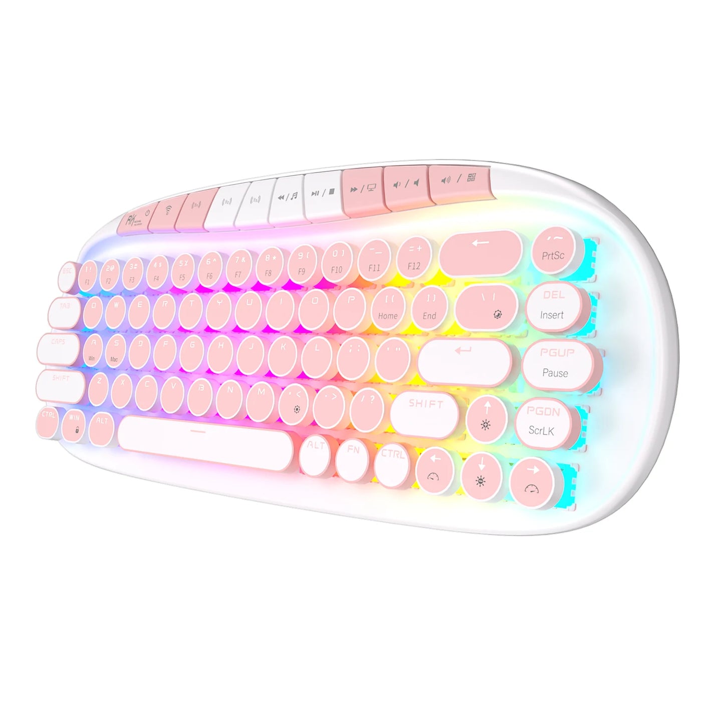 RK ROYAL KLUDGE ROUND Retro Punk Mechanical Keyboard 2.4G Wireless Bluetooth USB 68 Keys RGB Hot Swap Typewriter Gamer Keyboard